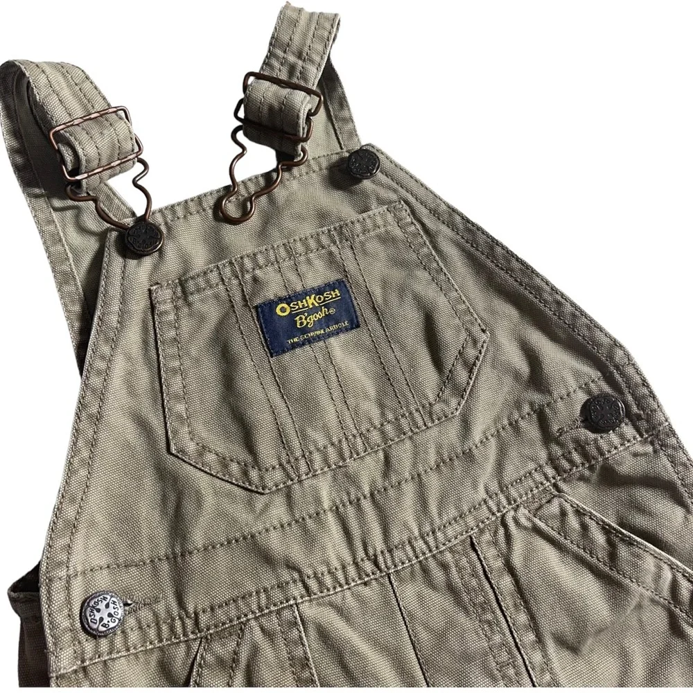 Vintage Osh Kosh Bgosh Beige Moose Mountain Toddler Overalls